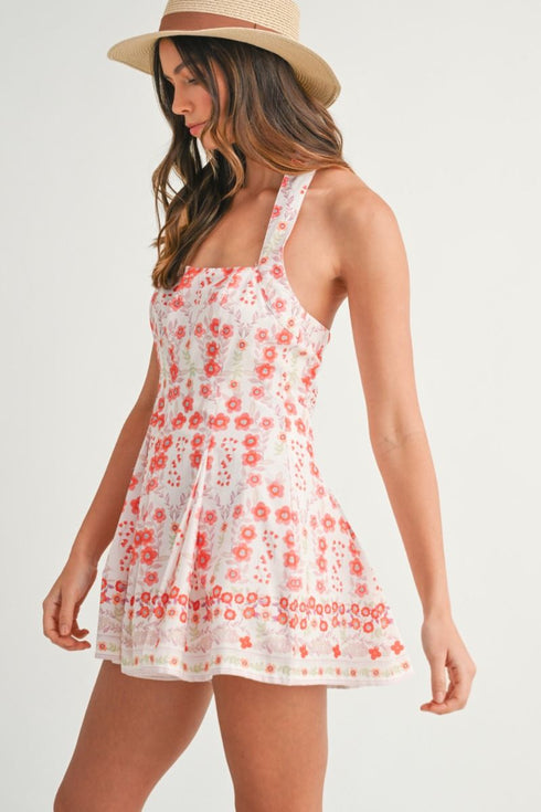 RED FLOWER ROMPER