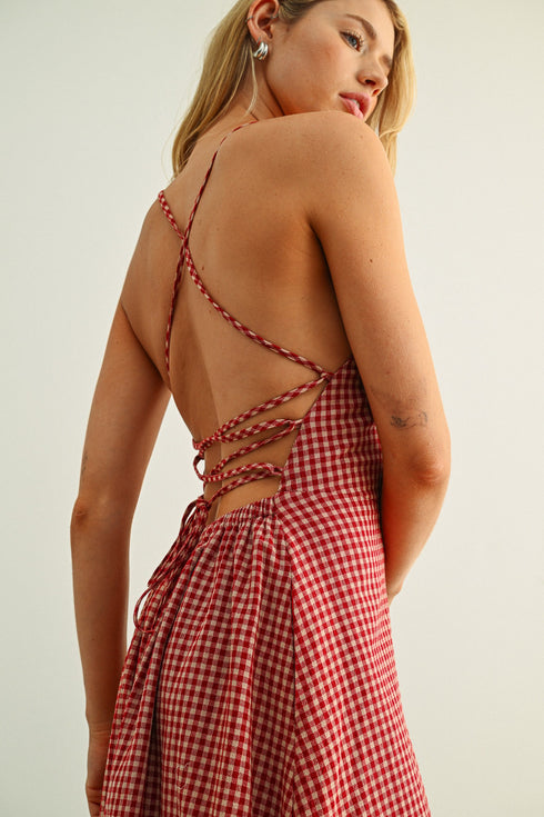 PICNIC ROMANCE GINGHAM MAXI DRESS