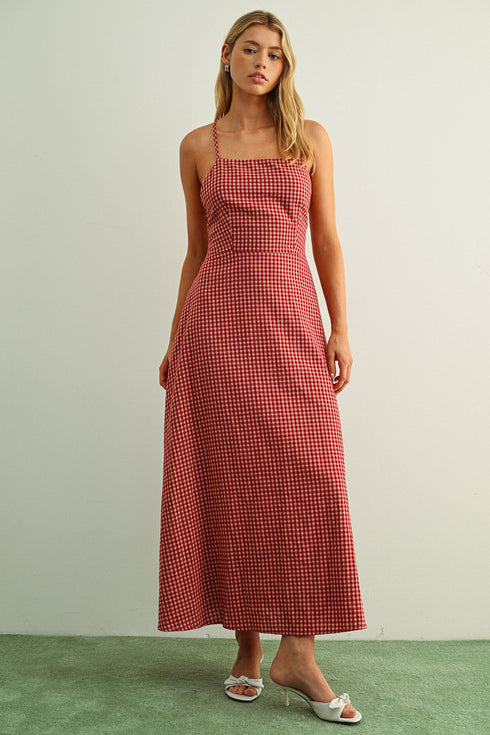 PICNIC ROMANCE GINGHAM MAXI DRESS