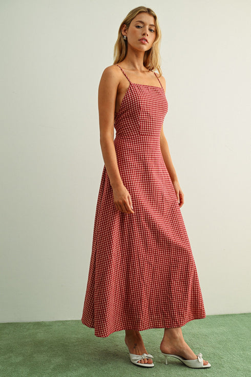 PICNIC ROMANCE GINGHAM MAXI DRESS