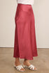 DARK RED SILKY SATIN MAXI SKIRT