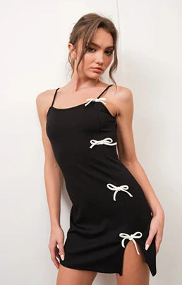 BLACK BOW MINI DRESS
