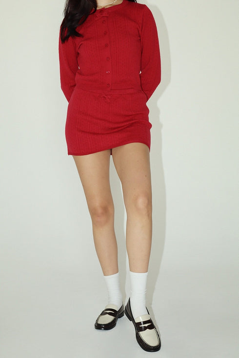 CHERRY KNITTED MINI SKIRT