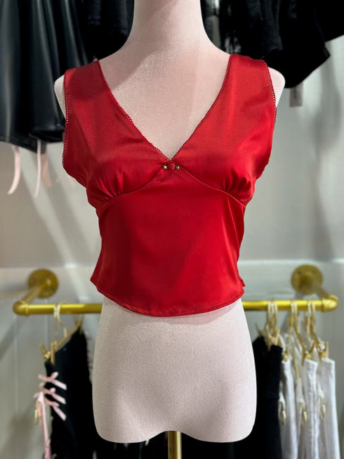 ROSE TRIM SATIN TOP