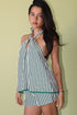 SANTORINI STRIPE HALTER ROMPER