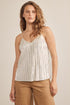 PLEATED METALLIC SYLVER V-NECK CAMI TOP