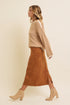MIDI BROWN VELVET SKIRT