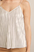 PLEATED METALLIC SYLVER V-NECK CAMI TOP