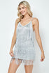 METALLIC TIERED FRINGE DRESS