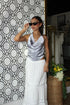 SILVER MOON SATIN HALTER TOP