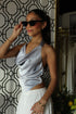 SILVER MOON SATIN HALTER TOP