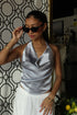 SILVER MOON SATIN HALTER TOP