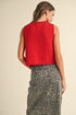 SLEEVELESS RED KNITTED TOP