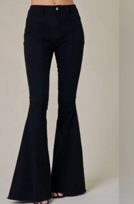 BLACK SUEDE STAR FLARE DENIM