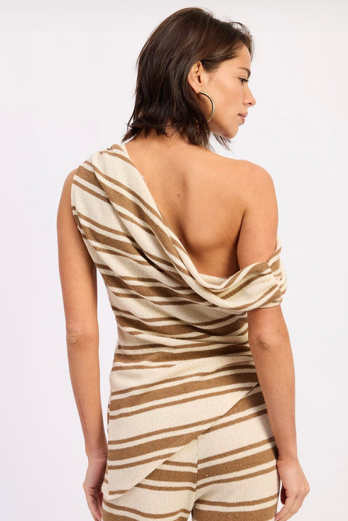 SANTORINI DRIFT ONE-SHOULDER TOP