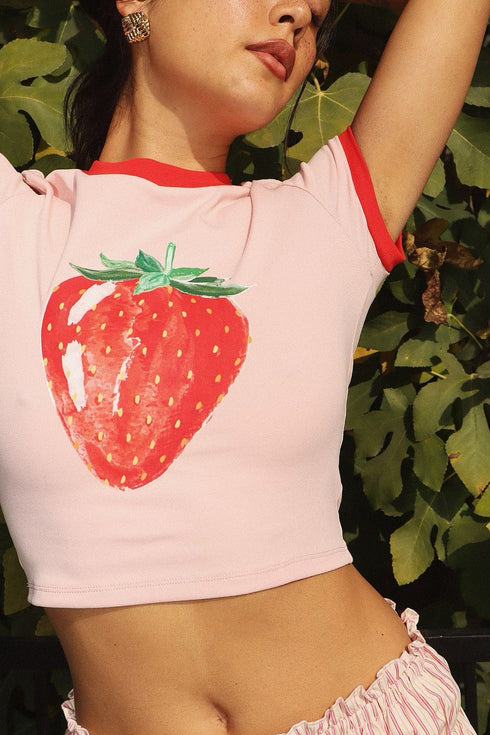 STRAWBERRY CROP TOP