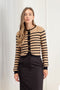 STRIPE ROUND NECK BUTTON CARDIGAN
