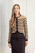 STRIPE ROUND NECK BUTTON CARDIGAN