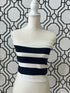 OFFWHITE/NAVY STRAPLESS TOP