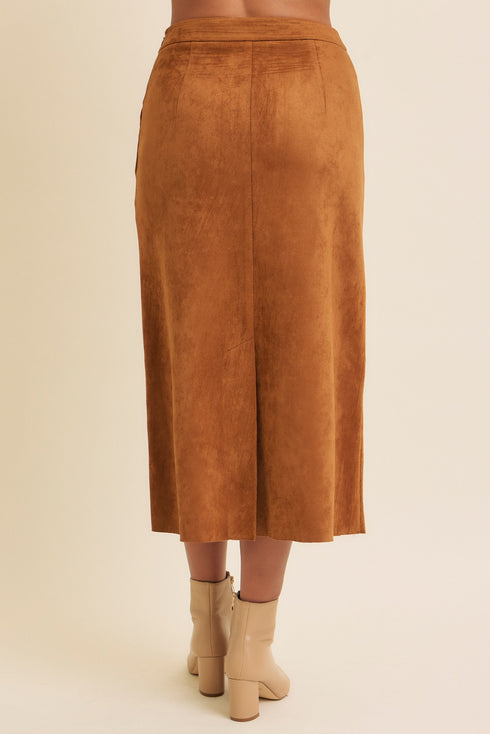 MIDI BROWN VELVET SKIRT