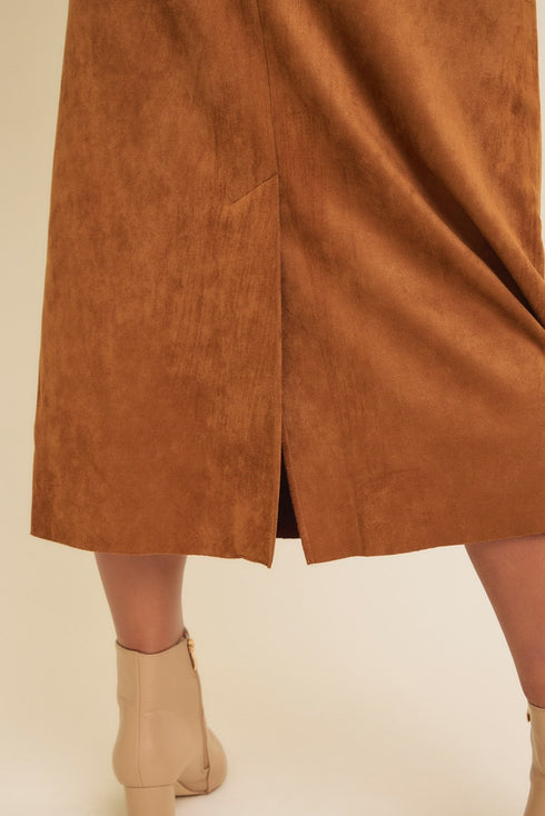 MIDI BROWN VELVET SKIRT