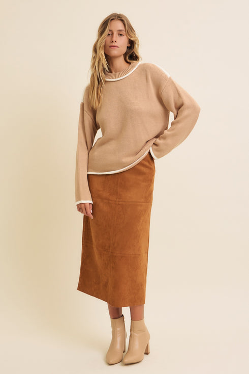 MIDI BROWN VELVET SKIRT