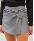 KNOTTED GUNMETAL METALLIC COATED MINI SKORT