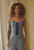 GRAY BLACK TIE TOP