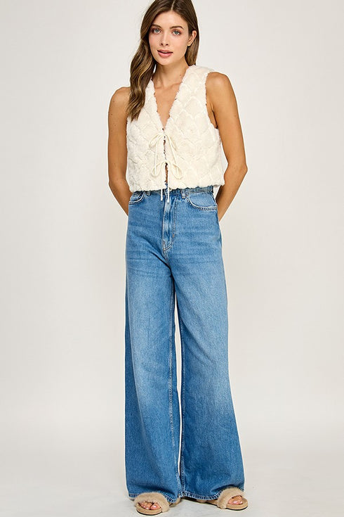 IVORY LUXE TIE-FRONT VEST
