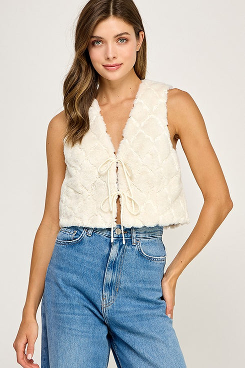 IVORY LUXE TIE-FRONT VEST