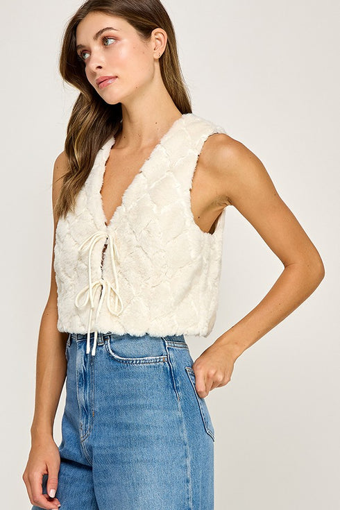 IVORY LUXE TIE-FRONT VEST