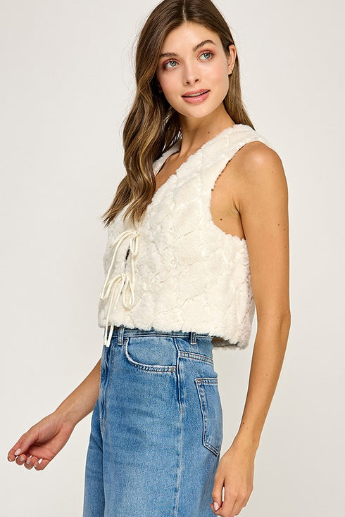 IVORY LUXE TIE-FRONT VEST