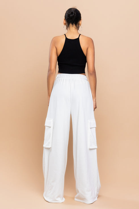 CARGO WIDE LEG SWEATPANTS