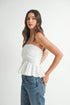 White mini ruffled top