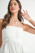 White mini ruffled top