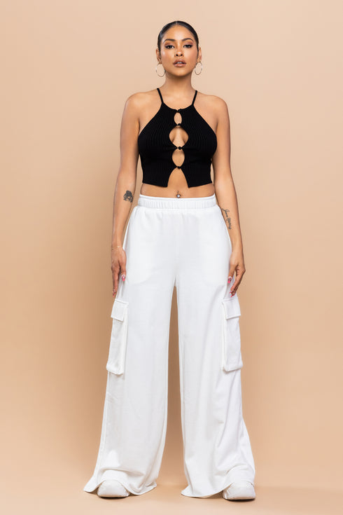 CARGO WIDE LEG SWEATPANTS