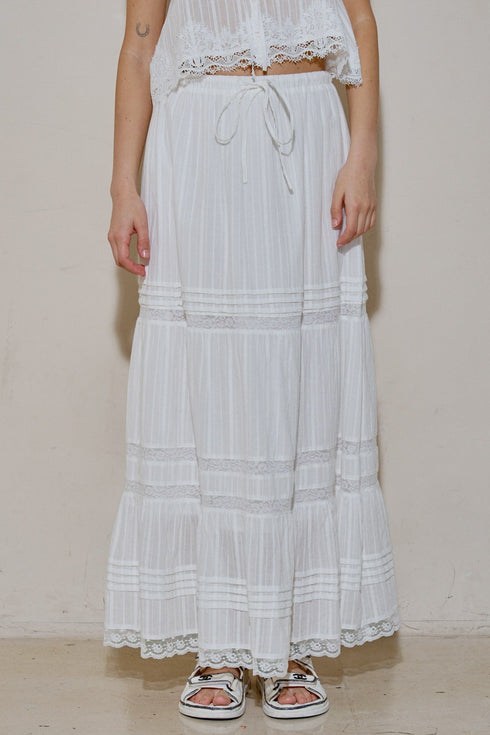 IVORY LACE WHISPER MAXI SKIRT