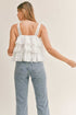 EMBROIDERED TIERED TOP WITH LACE STRAPS
